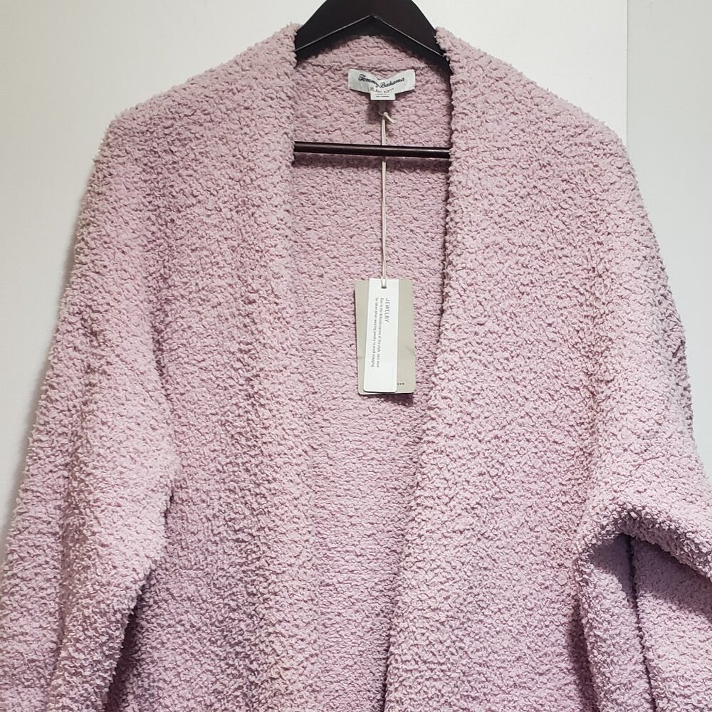 Tommy Bahamas fluffy lavender cardigan with oversized front pockets